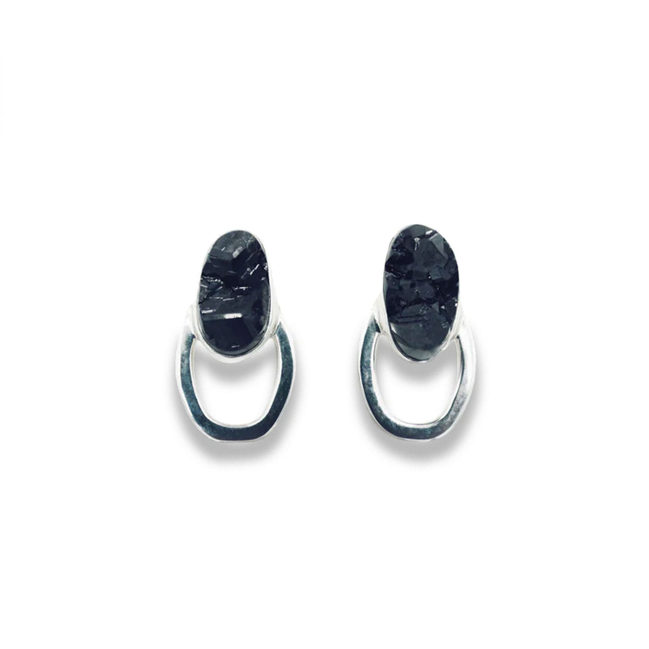 Black Garnet Chain Earrings