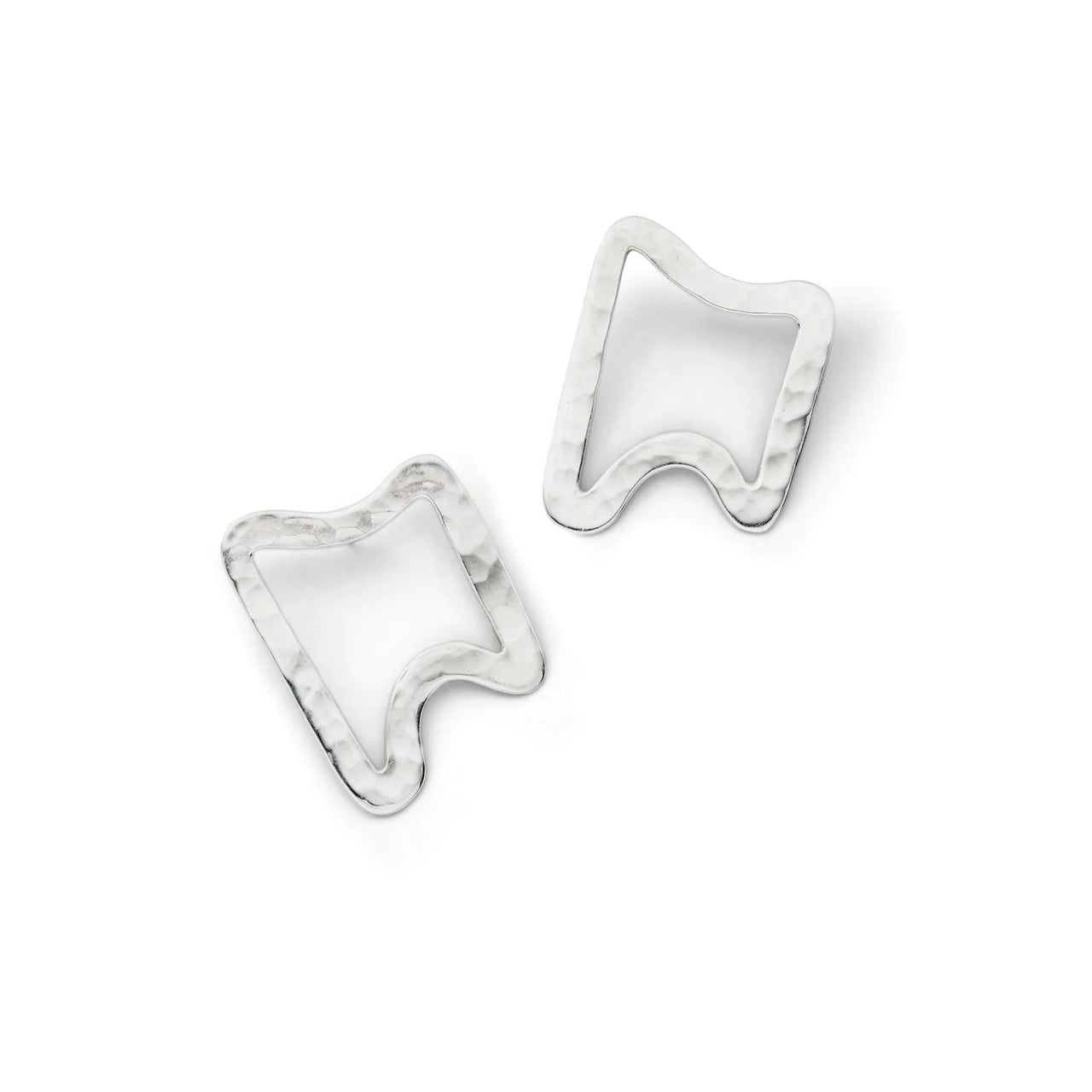 Hammered Abstract Single Earrings - Sterling