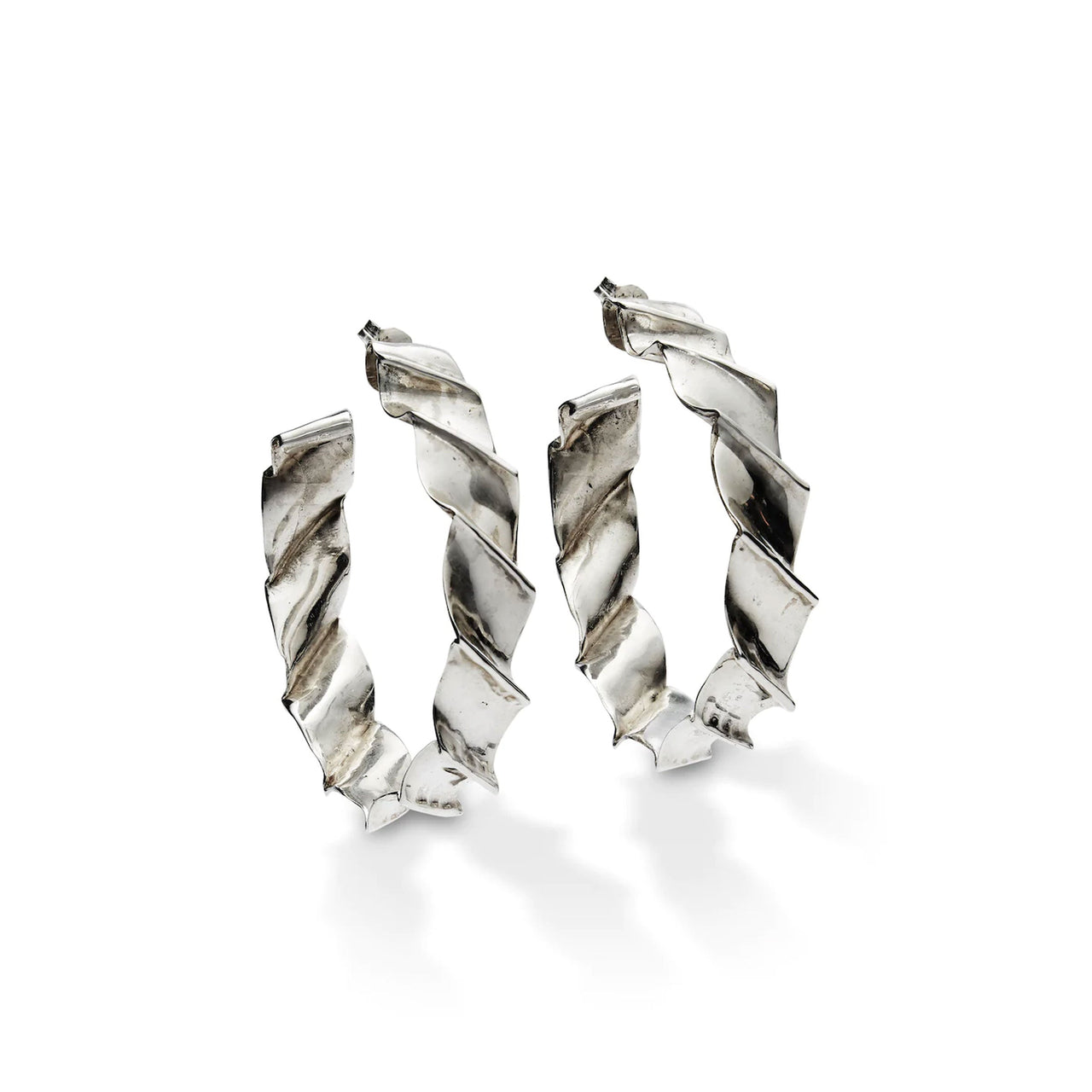 Large Ripple Hoops Sterling