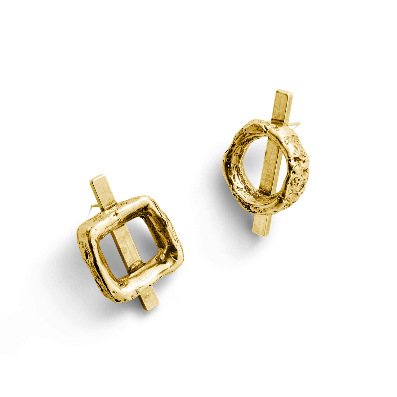 Geo Wax Earrings Gold