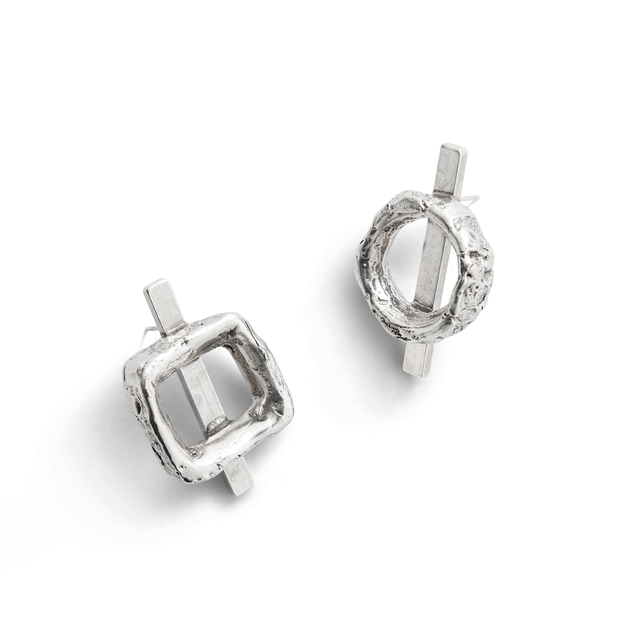 Geo Wax Earrings Sterling