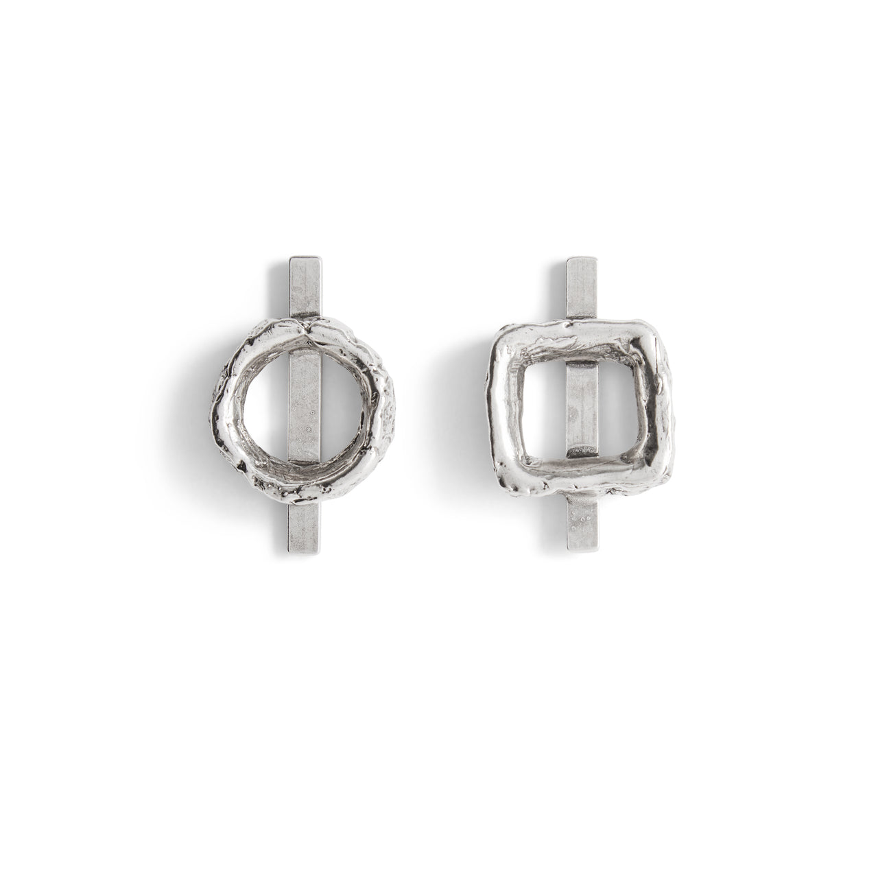 Geo Wax Earrings Sterling