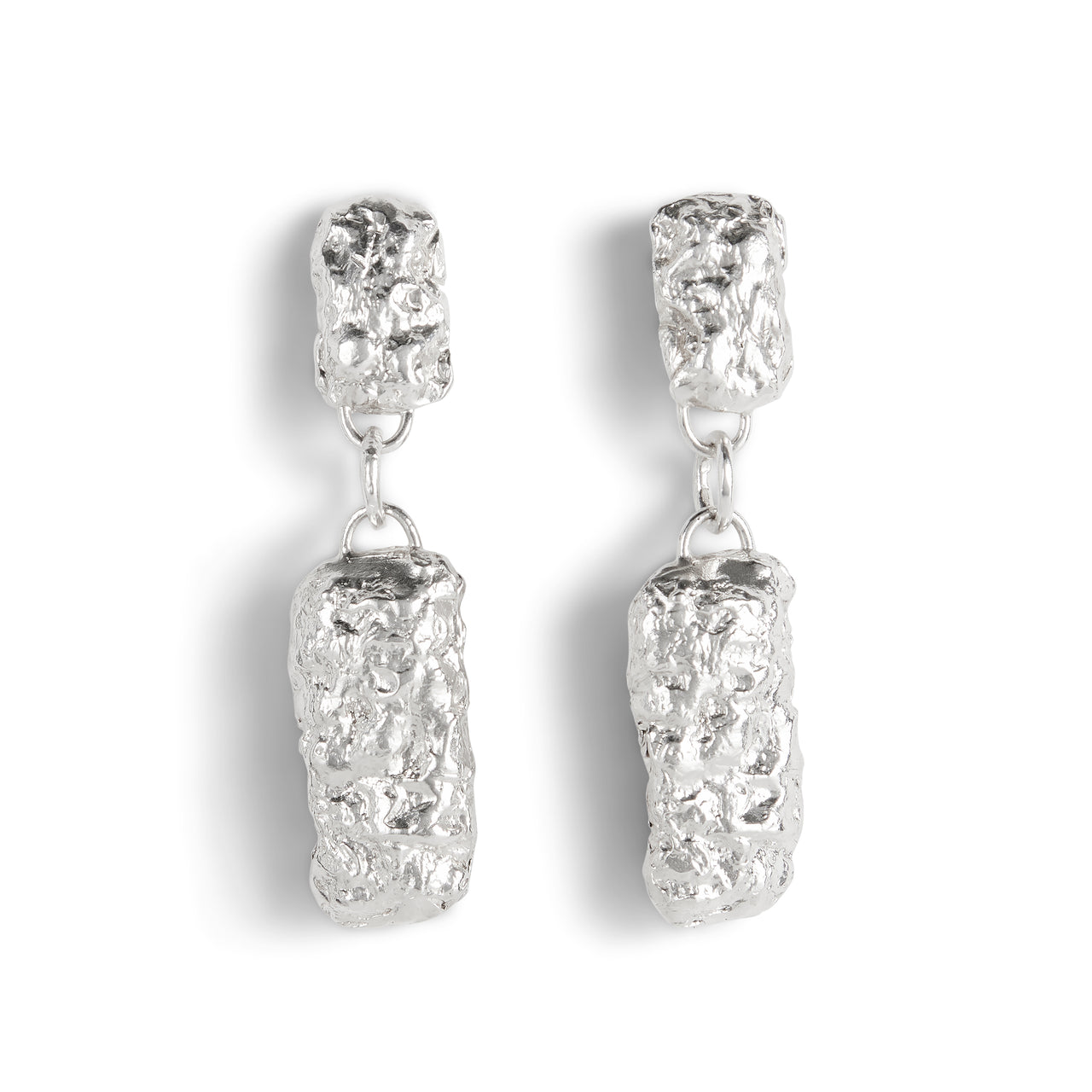 Cobblestone Drop Earrings Silver