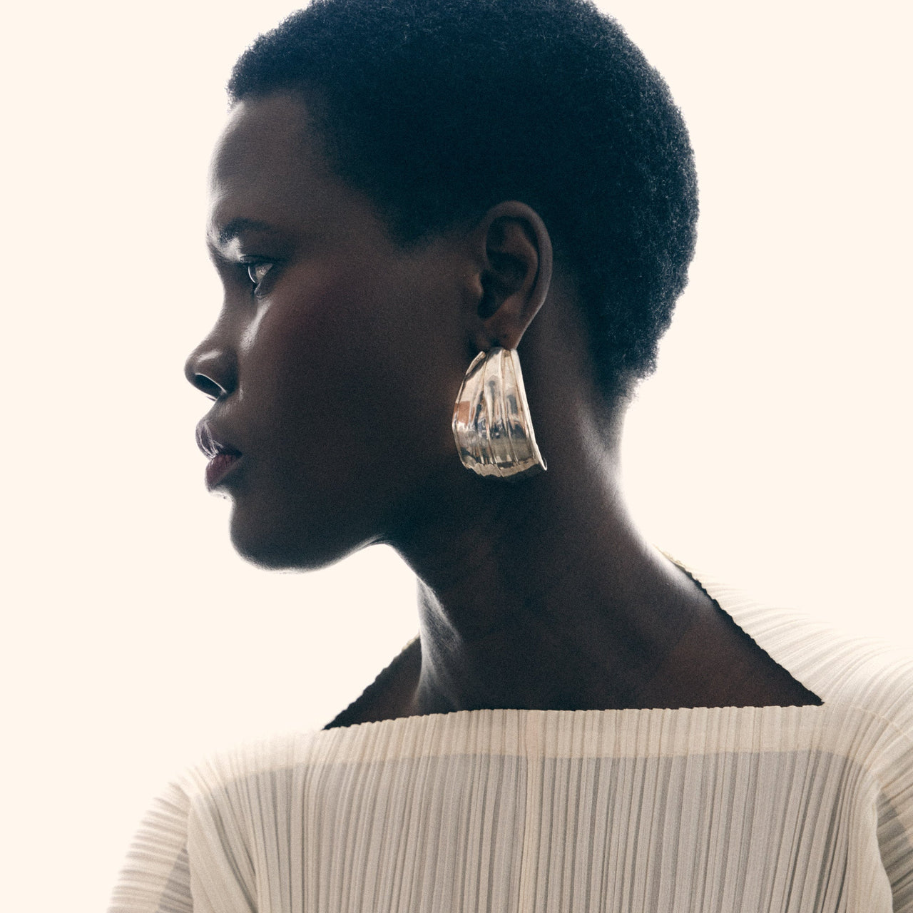 Large Petal Hoops - Sterling