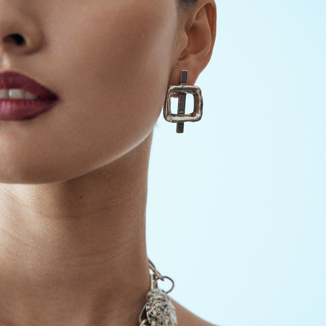 Geo Wax Earrings Sterling Silver