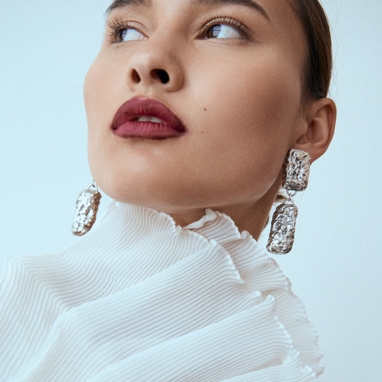 Cobblestone Drop Earrings Silver