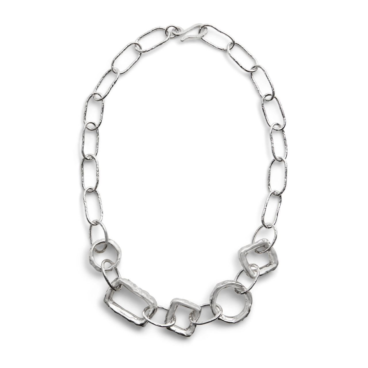 Small Geo Link Chain Necklace Sterling