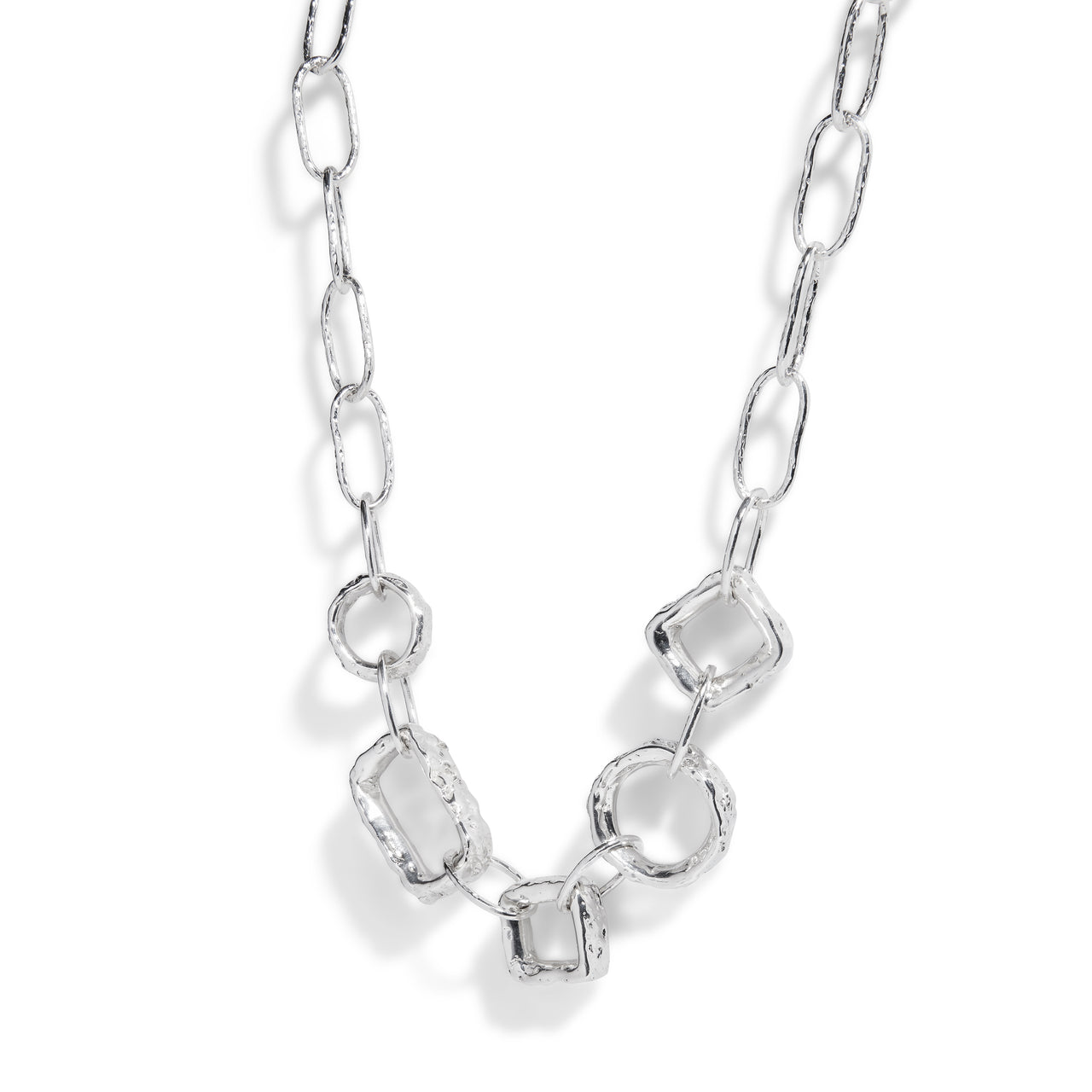 Small Geo Link Chain Necklace Sterling
