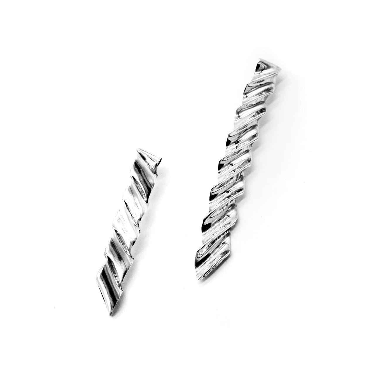 Asymmetrical Ripple Earrings - Sterling