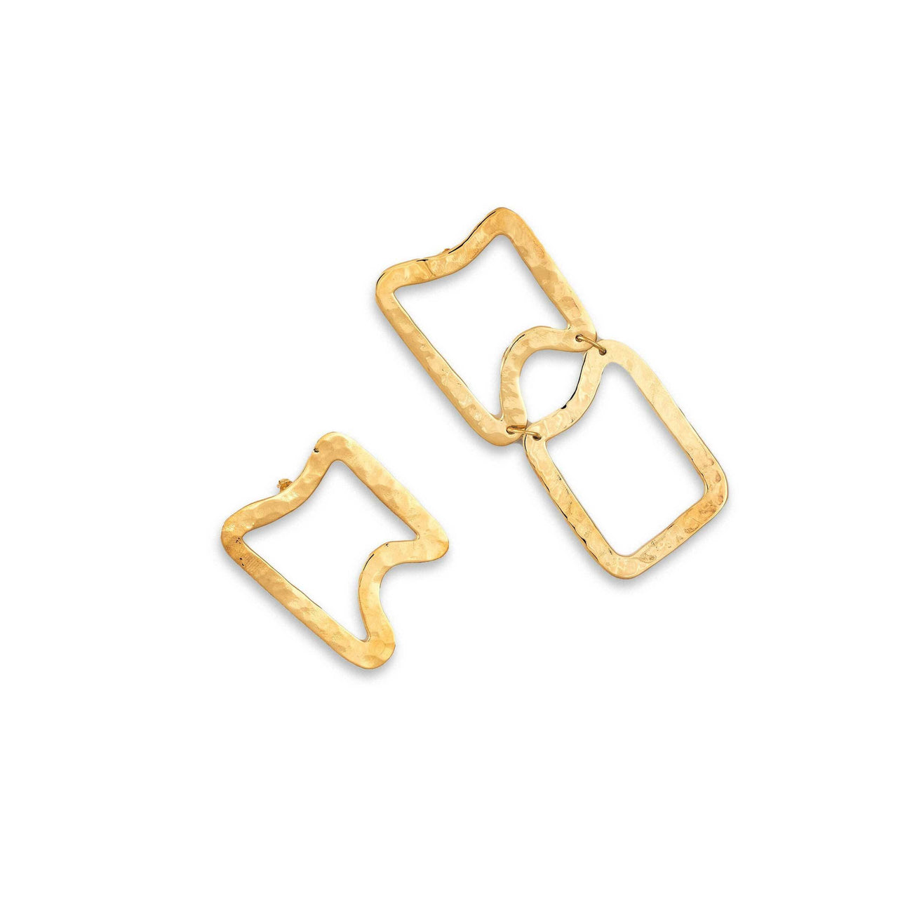 Hammered Abstract Single-Double Earrings