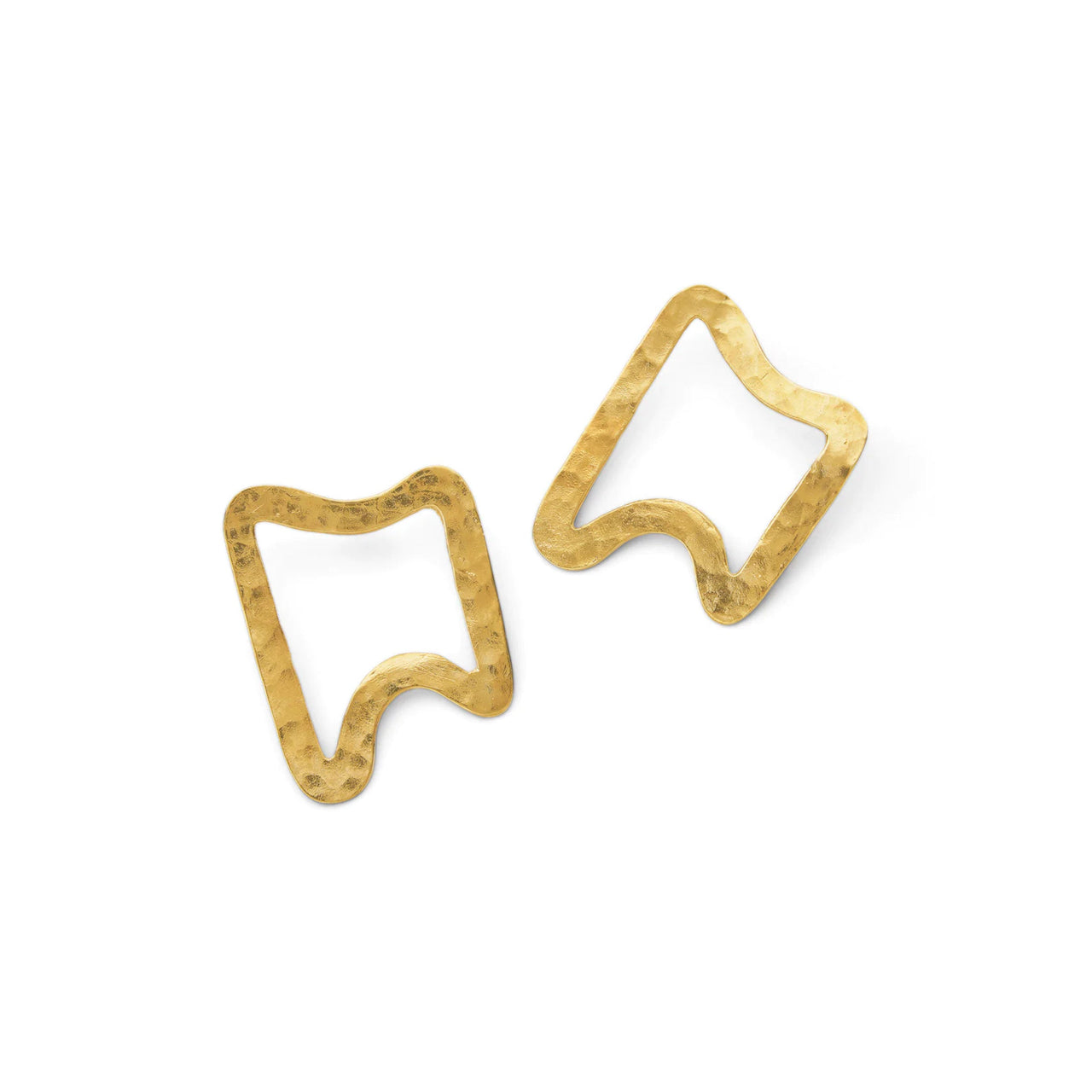 Hammered Abstract Single Earrings - Gold