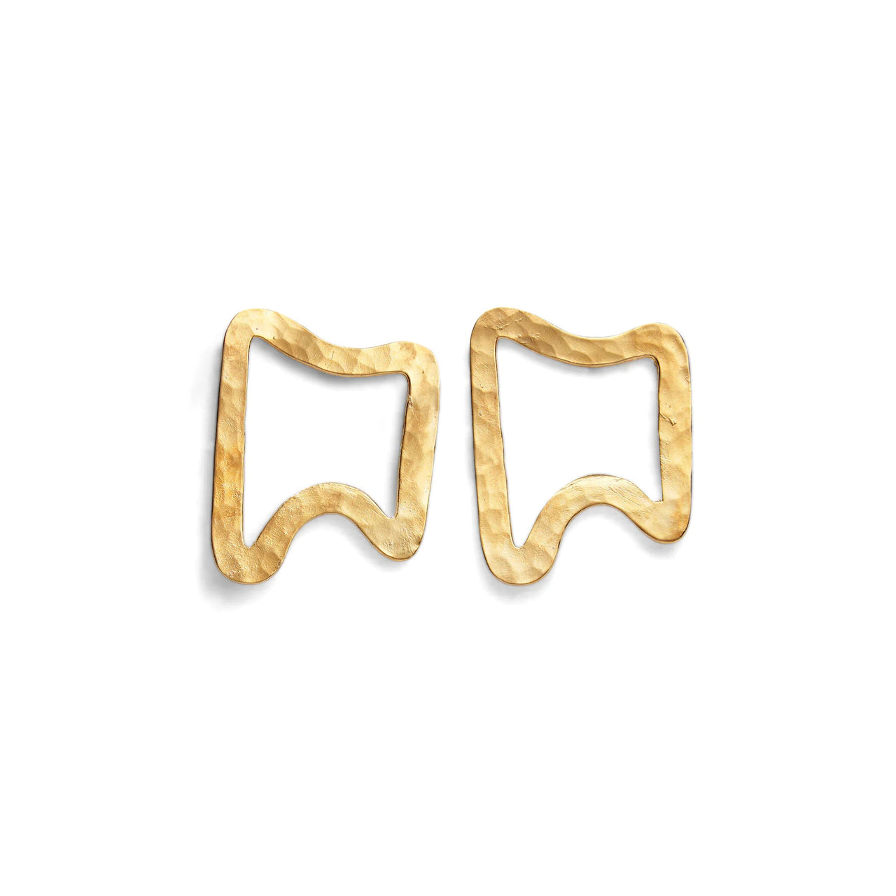 Hammered Abstract Single Earrings - Gold