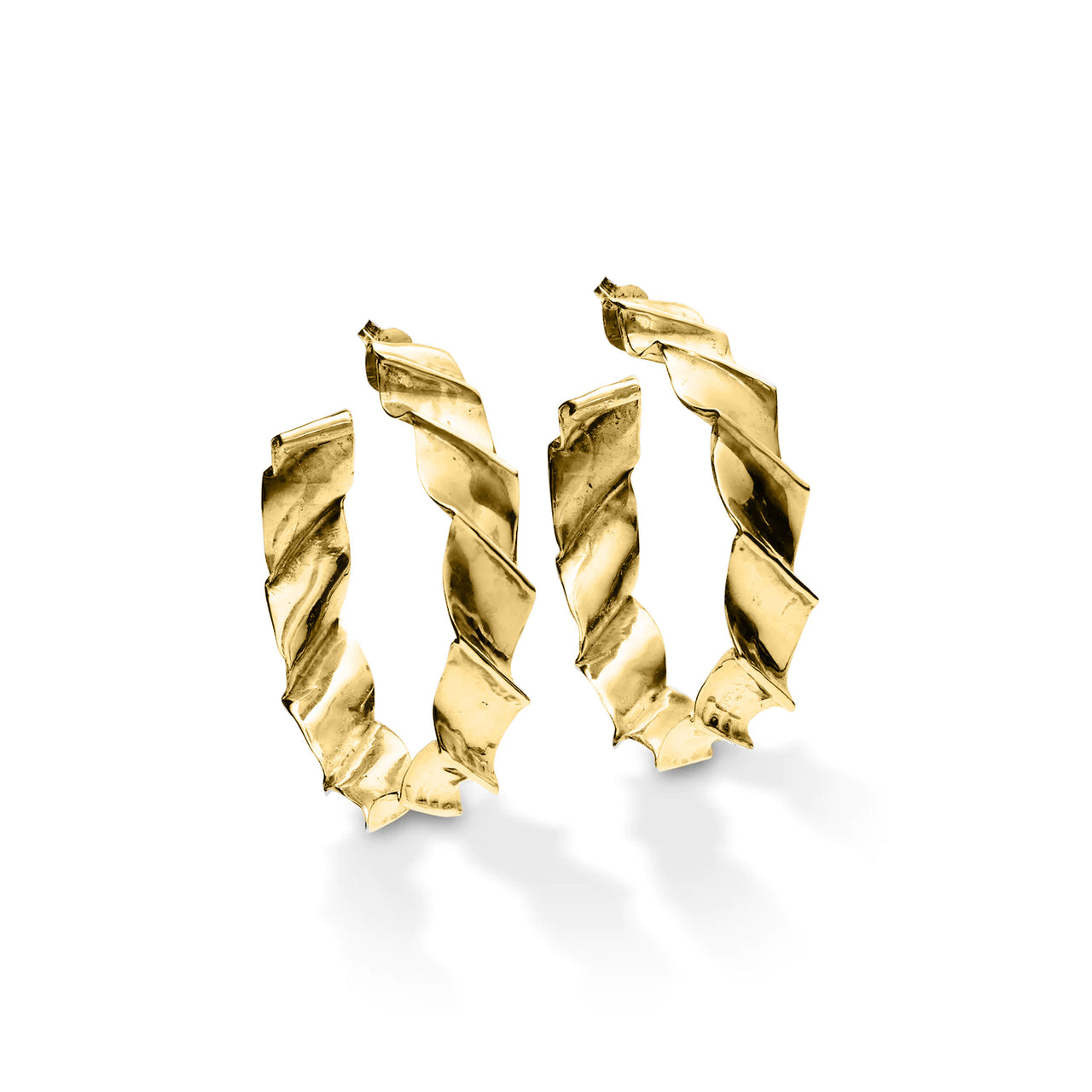 Large Ripple Hoops - Gold