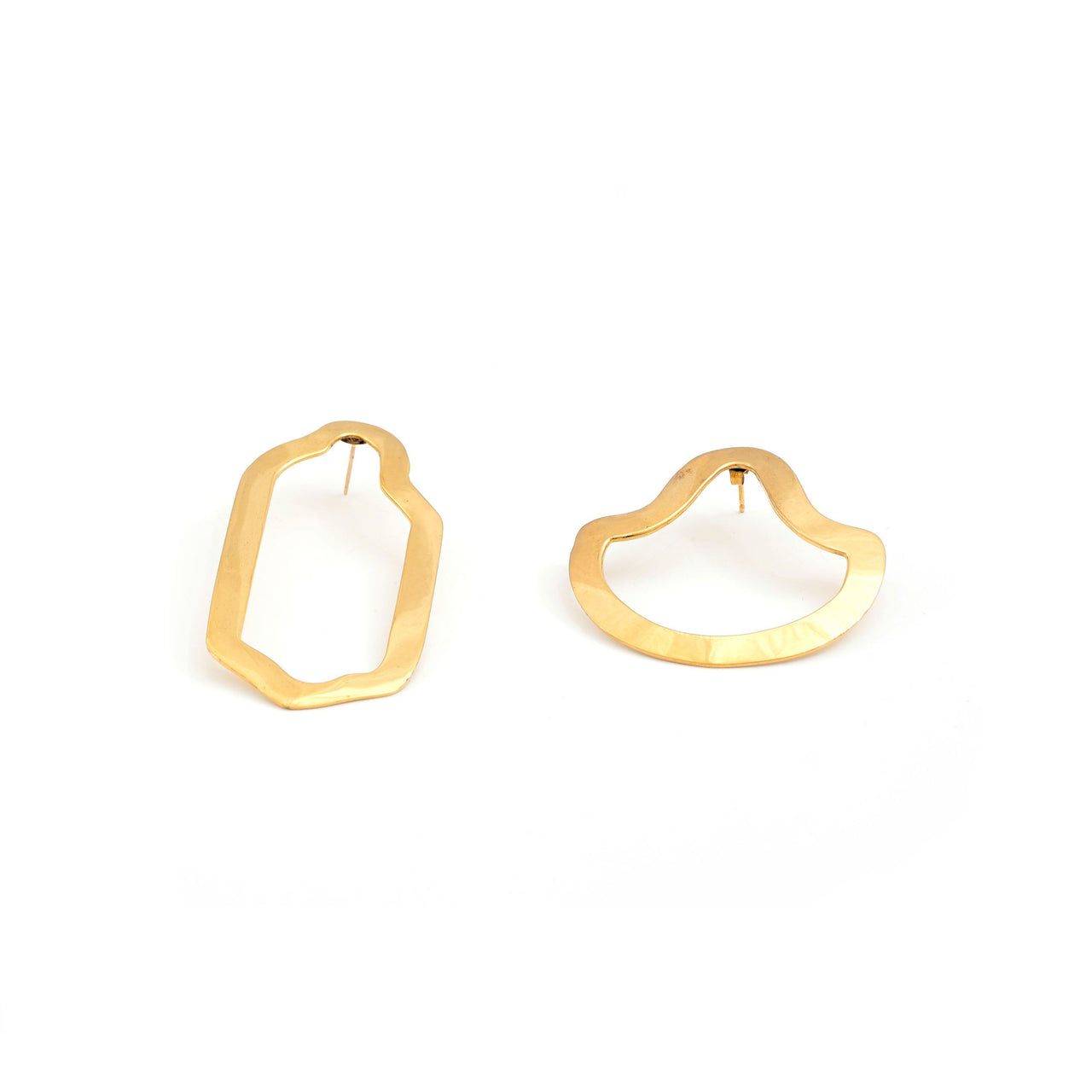 Negative Space Puzzle Earrings - Gold