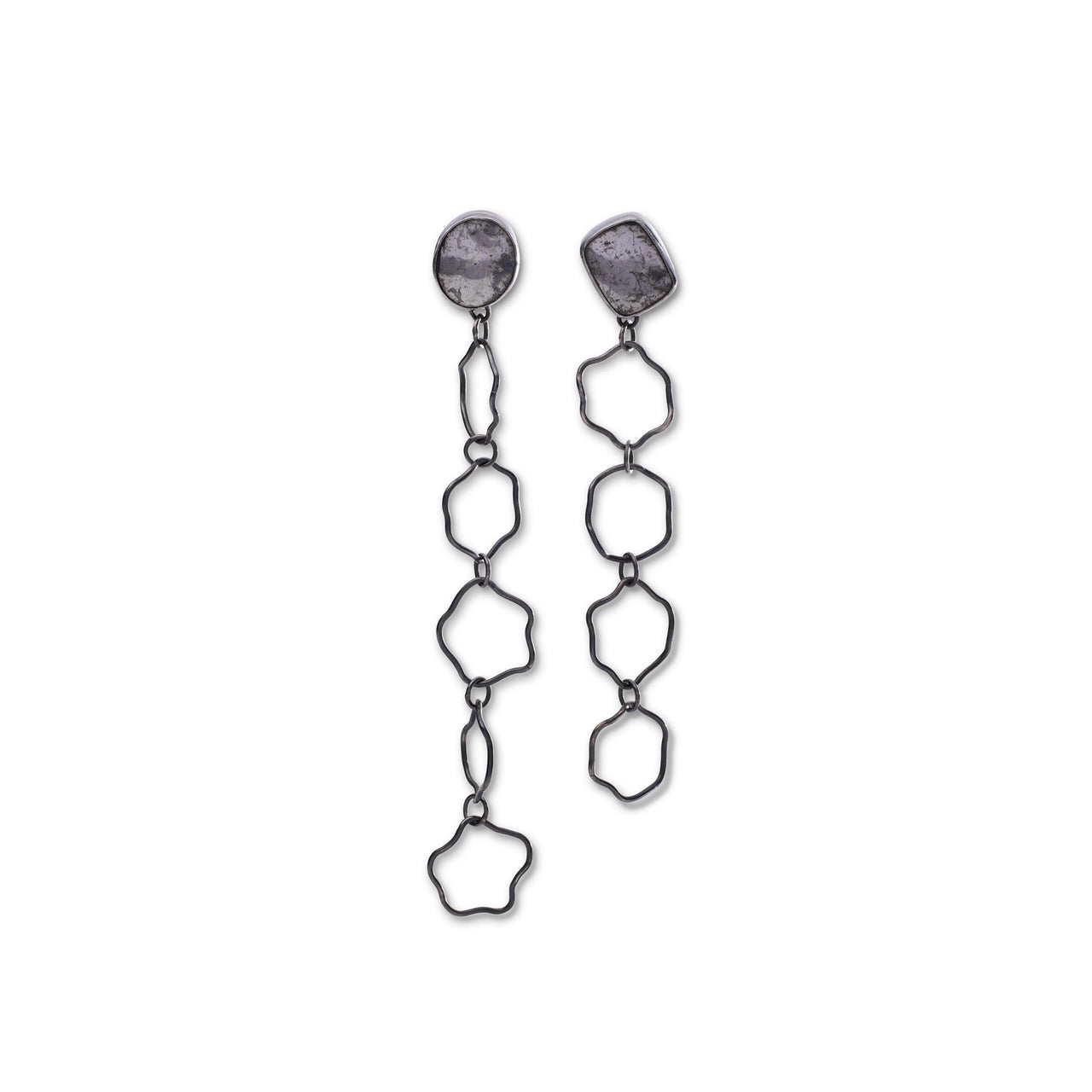 Silver Ore Chain Earrings