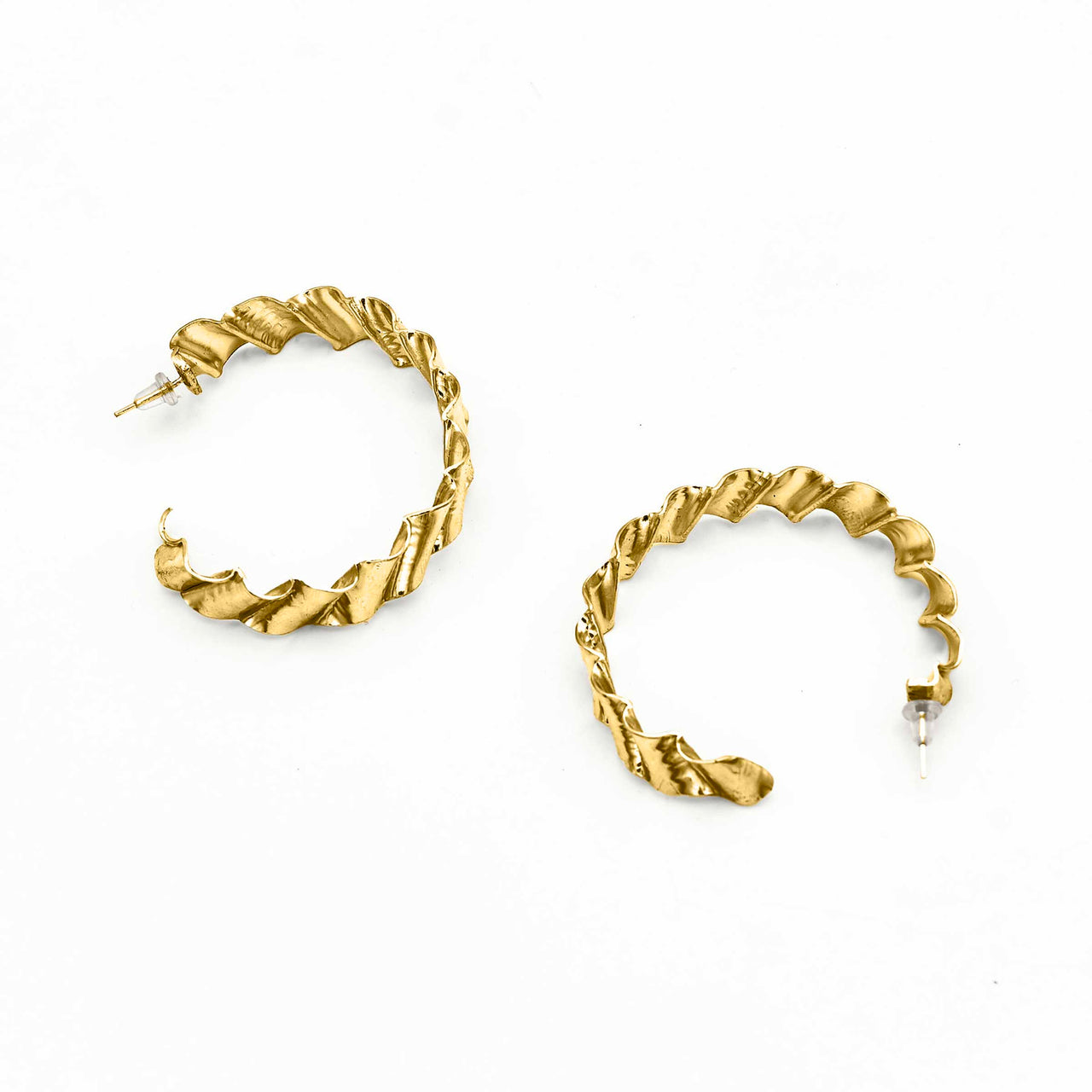 Small Ripple Hoops - Gold