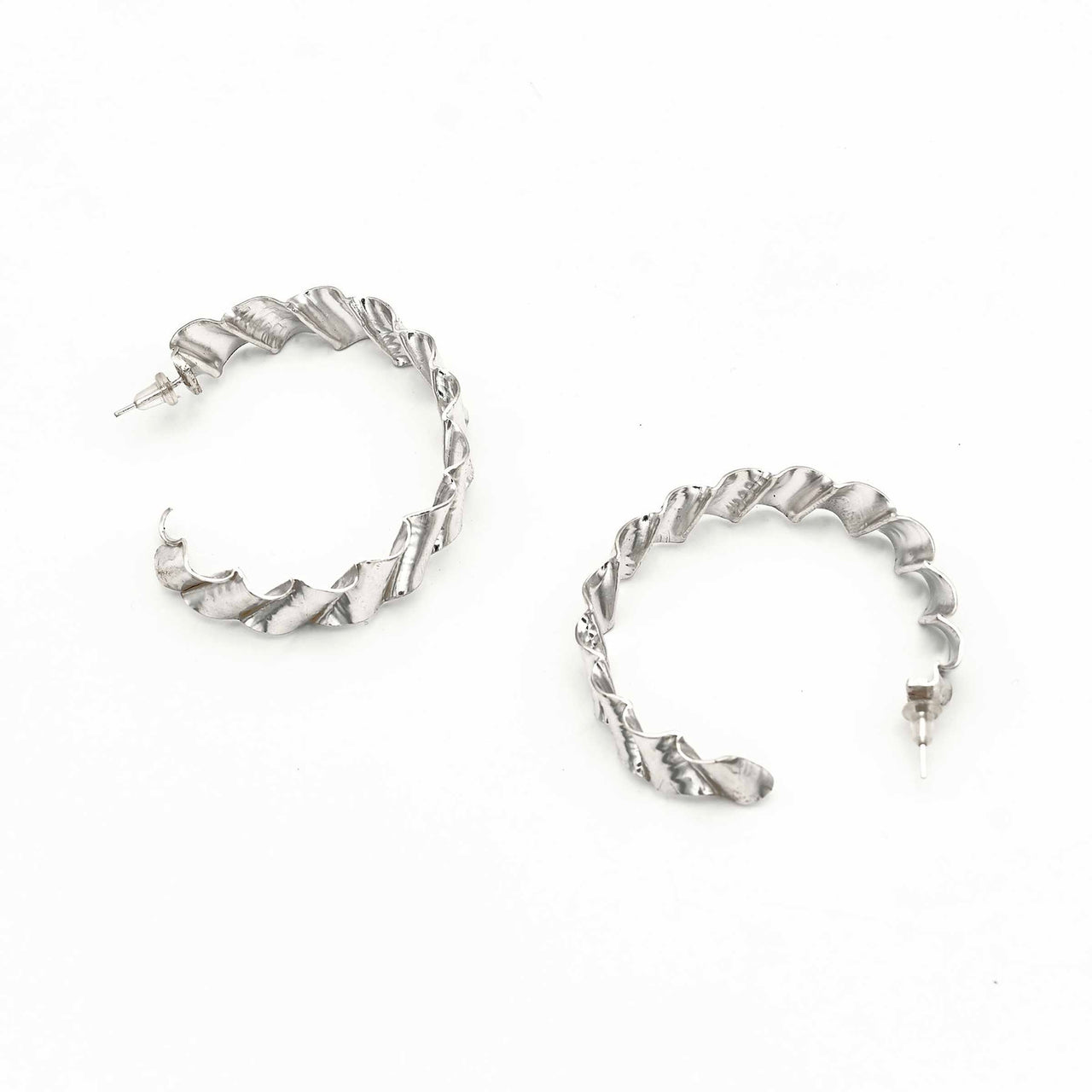Small Ripple Hoops - Sterling