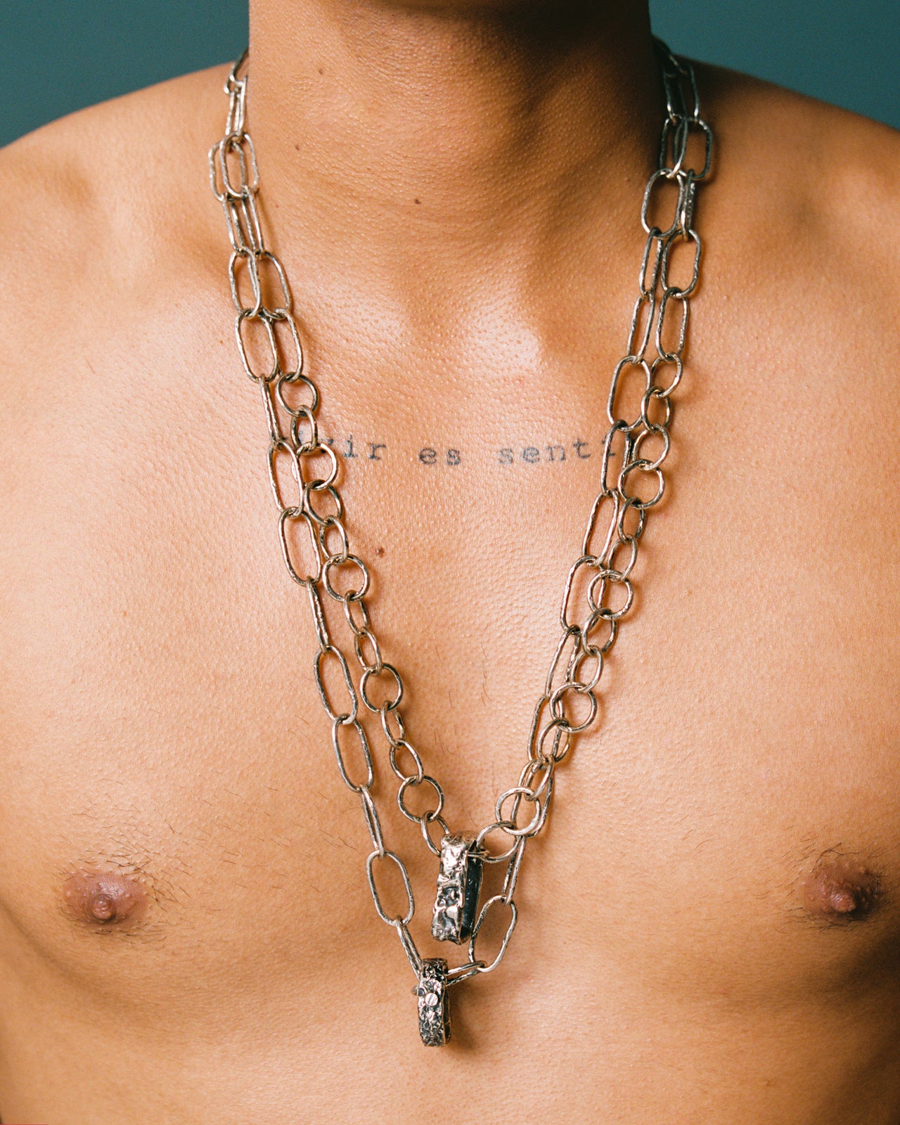 Dramatic Double Chain Necklace Sterling
